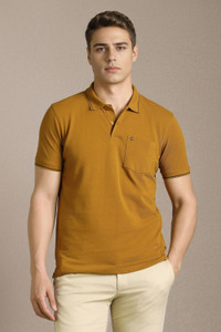 LOUIS PHILIPPE Solid Men Polo Neck Yellow