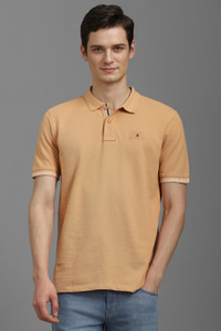 LOUIS PHILIPPE Solid Men Polo Neck Beige
