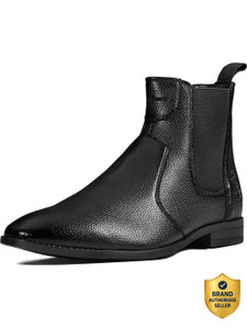 LOUIS STITCH Black Mid-Top Ankle Slip-On Chelsea