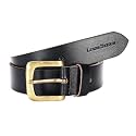 LOUIS STITCH Men's Black Red Blue Brown Italian Raw Crunch Leather Belt Premium Casual Belts for Men with Heavy Brass Buckle 1.5 Inch (38mm) (CA-All)
