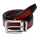 LOUIS STITCH Men's Black Red Blue Brown Italian Raw Crunch Leather Belt Premium Casual Belts for Men with Heavy Brass Buckle 1.5 Inch (38mm) (CA-All)