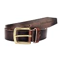LOUIS STITCH Men's Black Red Blue Brown Italian Raw Crunch Leather Belt Premium Casual Belts for Men with Heavy Brass Buckle 1.5 Inch (38mm) (CA-All)