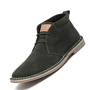 LOUIS STITCH Mens Moss Green Italian Suede