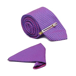 louis stitch mens iris purple italian silk necktie set incl pocket square cufflinks gold tiepin brooch american style formal tie gift set for men tepr010gp
