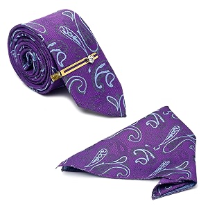 louis stitch mens iris purple italian silk necktie set incl pocket square cufflinks gold tiepin brooch american style formal tie gift set for men tepr010gp