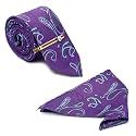 LOUIS STITCH Mens Iris Purple Italian Silk Necktie Set Incl Pocket Square Cufflinks Gold Tiepin Brooch American Style Formal Tie Gift Set for Men (TEPR010GP)