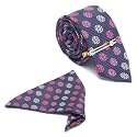 LOUIS STITCH Mens Iris Purple Italian Silk Necktie Set Incl Pocket Square Cufflinks Gold Tiepin Brooch American Style Formal Tie Gift Set for Men (TEPR010GP)