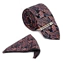 LOUIS STITCH Mens Iris Purple Italian Silk Necktie Set Incl Pocket Square Cufflinks Gold Tiepin Brooch American Style Formal Tie Gift Set for Men (TEPR010GP)
