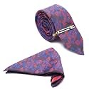 LOUIS STITCH Mens Iris Purple Italian Silk Necktie Set Incl Pocket Square Cufflinks Gold Tiepin Brooch American Style Formal Tie Gift Set for Men (TEPR010GP)