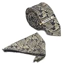 LOUIS STITCH Mens Iris Purple Italian Silk Necktie Set Incl Pocket Square Cufflinks Gold Tiepin Brooch American Style Formal Tie Gift Set for Men (TEPR010GP)