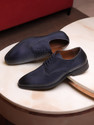 LOUIS STITCH Prussian Blue Italian Crust Leather Formal Derby Lace Ups for Men (LSRXPL) UK-7 Derby For Men