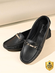 LOUIS STITCH Womens Black Premium Slip-On Loafers