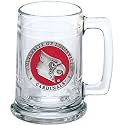 Louisville Beer Stein Glass | 15 Ounce German-Style Beer Glass | Intricately Crafted Metal Pewter Alma Mater Inlay By Heritage Pewter
