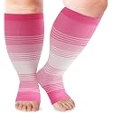 LOUSGUTA Open Toe Plus Size Compression Socks for Women &amp; Men 15-20 mmhg Toeless Wide Calf Compression Support Knee High Socks