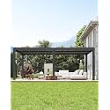 Louvered Pergola, 20×12 FT Outdoor Aluminum Pergola with Adjustable Louvered Roof, Easy Assembly, Modern Backyard Pergolas for Patios and Gardens