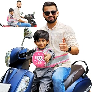 lovdear kids safety belt for two wheeler with storage bag adjustable child safety belt for bike amp scooty 2-9 years pink