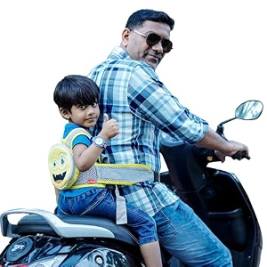 lovdear kids safety belt for two wheeler with storage bag adjustable child safety belt for bike amp scooty 2-8 years black