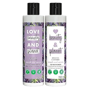 love beauty amp planet natural argan oil and lavender anti frizz smoothening shampoo amp conditionerno parabens no dyes 200ml
