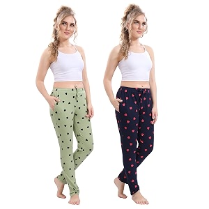 cotton printed pyjamas for women combo pack of 2