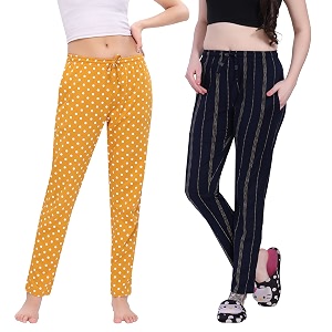 cotton printed pyjamas for women combo pack of 2