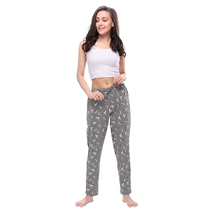 cotton printed pyjamas for women combo pack of 2 grey-wine