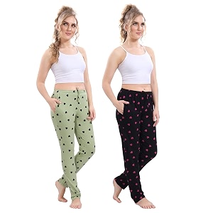 cotton printed pyjamas for women combo pack of 2
