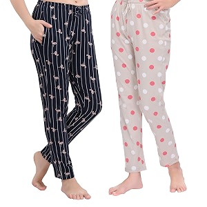 cotton printed pyjamas for women combo pack of 2