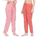Cotton Printed Pyjamas for Women Combo (Pack of 2) Pink-Peach