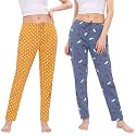 Cotton Printed Pyjamas for Women Combo (Pack of 2) Blue-Yellow
