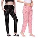 Cotton Printed Pyjamas for Women Combo (Pack of 2) Pink-Black