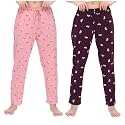 Cotton Printed Pyjamas for Women Combo (Pack of 2) Pink-Wine