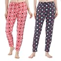 Women's Cotton Printed Pyjama Bottom Pack of 2 (PJ_P201_GYPK_S_Grey &amp; Pink_Small)