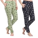 Cotton Printed Pyjamas for Women Combo (Pack of 2) Dark Blue-Green