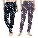 Women's Cotton Printed Pyjama Bottom Pack of 2 (PJ_P201_NBGY_S_Navy Blue &amp; Grey_Small)