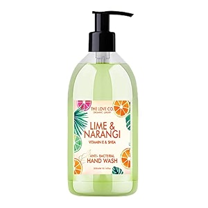 the love co lime amp narangi hand wash - healing power of aloe vera - moisturizing gentle and perfect for soft sensitized hands - 300 ml