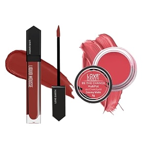 love earth rakhi gift combo with cosmopolitan matte lipstick 6ml amp be the change multipot 8gm soothes dry lips non-sticky long-lasting makeup perfect raksha bandhan gift for sister