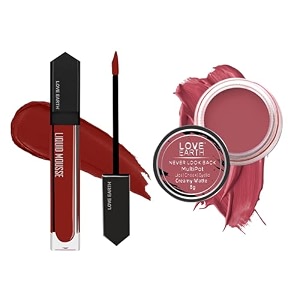 love earth rakhi gift combo with hanky panky matte lipstick 6ml amp never look back multipot 8gm soothes dry lips non-sticky long-lasting makeup perfect raksha bandhan gift for sister