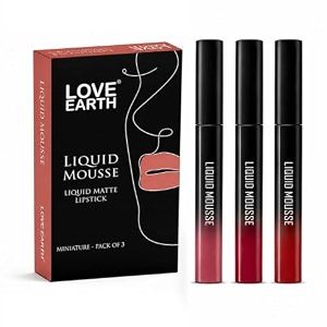love earth liquid mousse lipstick - more reds matte finish mini combo pack  lightweight non-sticky non-dryingtransferproof waterproof lipstick set  15ml x 3 45ml