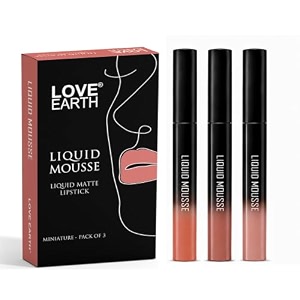 love earth liquid mousse lipstick - more nuds matte finish mini combo pack  lightweight non-sticky non-dryingtransferproof waterproof lipstick set  15ml x 3 45ml