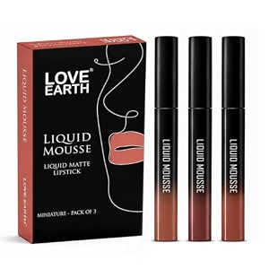 love earth liquid mousse lipstick - more browns matte finish mini combo pack  lightweight non-sticky non-dryingtransferproof waterproof lipstick set  15ml x 3 45ml