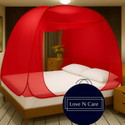 Love N Care foldable Red mosquito net Cotton Adults Mosquito Net