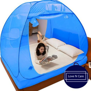 love n care foldable double bed net with ventilation visibility  safety from insect cotton adults mosquito net