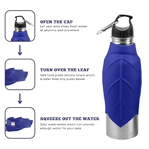 love for pets cup-n-go travel pet bottle dog water bottle for walking pet water dispenser feeder portable with drinking cup bowl outdoor hiking travel for puppy dogs amp cats 750 mlsea blue