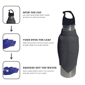 love for pets cup-n-go travel pet bottle dog water bottle for walking pet water dispenser feeder portable with drinking cup bowl outdoor hiking travel for puppy dogs amp cats 750 ml cloudy grey