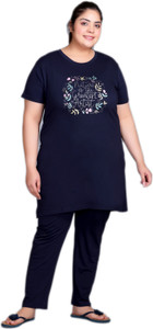 IN Love Women Printed Blue Night Suit