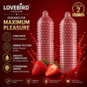 LOVEBIRDCONDOM 2280 Dots Ribbed Strawberry Flavoured 