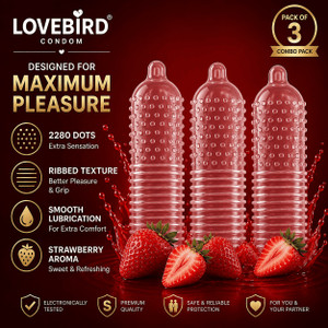 LOVEBIRDCONDOM Strawberry Dotted Ribbed Condoms 2280