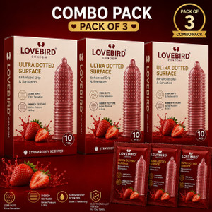 LOVEBIRDCONDOM Ultra Dotted Strawberry Scented Condoms 2280