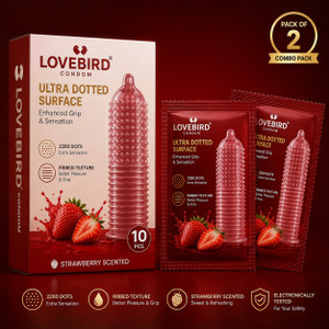 LOVEBIRDCONDOM Zigzag Dotted Waves Strawberry Flavoured Condoms