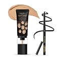 LoveChild Masaba Skip Everything Serum Skin Tint SPF 20 with FREE Kajal, for all skin types with In-Built Brush, enriched with Vitamin E- Moody Mama, 30 ml, Nazar Na Lage Intense Black Kajal 0.36g